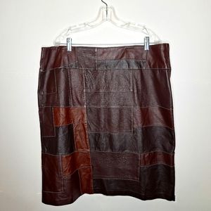 Vintage patch work 100% leather skirt size 22.